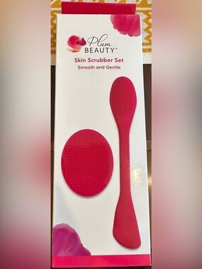 Plum Beauty Skin Scrubber Set w/Pore Facial Scrubber & Facial Spatula NEW in Box